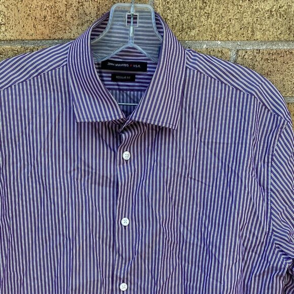 John Varvatos Other - Vintage John Varvatos Striped Button Up Dress Shirt Size 16.5 White Purple
